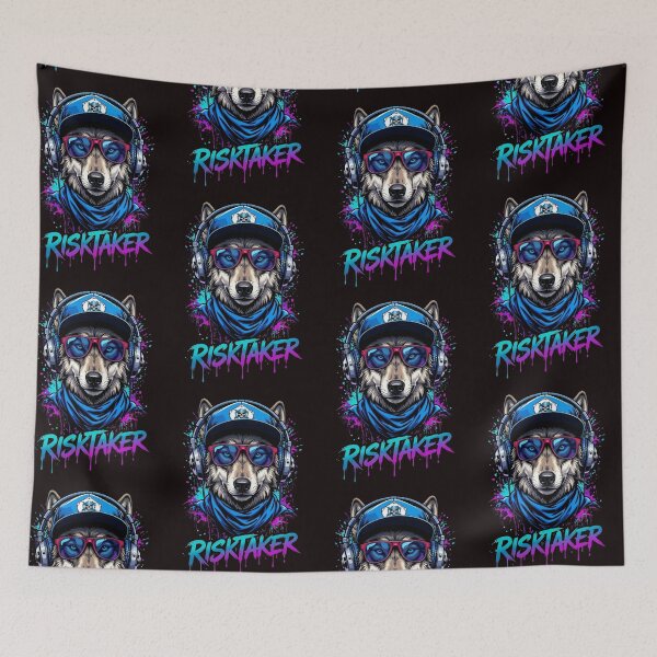 Item preview, Risktaker Wolf – Neon Streetwear Animal Design designed and sold by ArtsBorn2Create.
