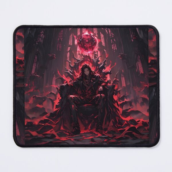 Item preview, The Crimson Sovereign's Reign: Dark Fantasy Anime Demon King on a Gothic Throne designed and sold by MouradStudio.