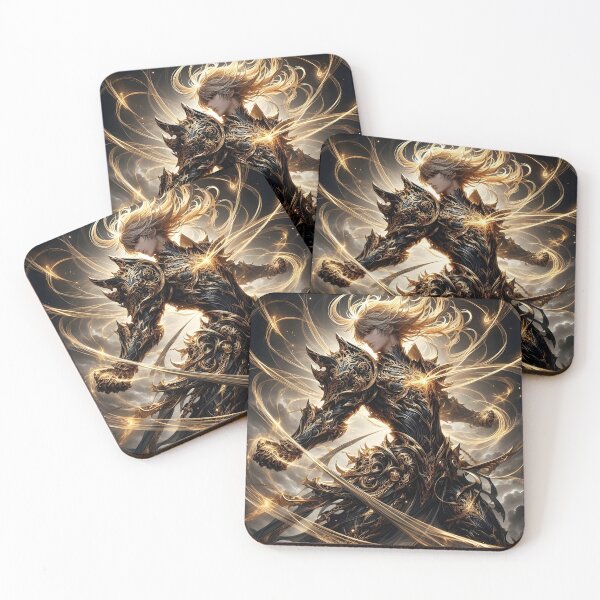 Item preview, The Golden Paladin's Awakening: Epic Dark Fantasy Anime Warrior with Radiant Energy designed and sold by MouradStudio.