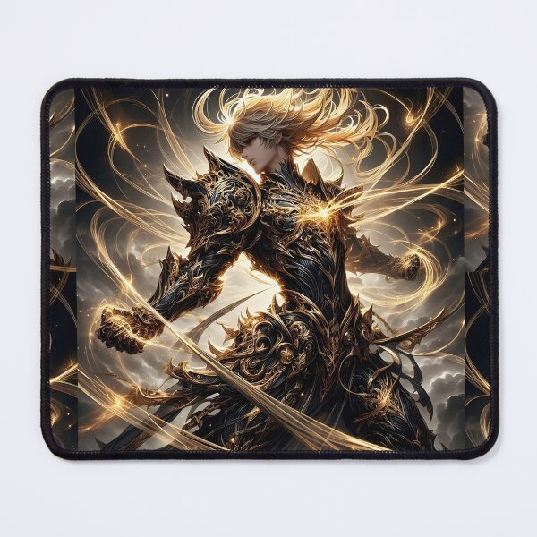 Item preview, The Golden Paladin's Awakening: Epic Dark Fantasy Anime Warrior with Radiant Energy designed and sold by MouradStudio.