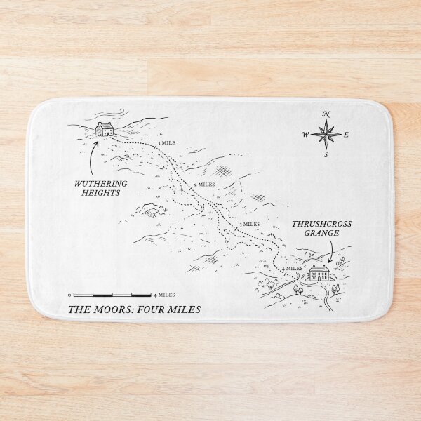 Item preview, The Moors Four Miles Wuthering Heights To Thrushcross Grange Map designed and sold by Fenay Designs.