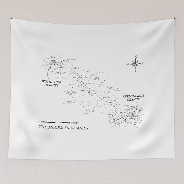 Item preview, The Moors Four Miles Wuthering Heights To Thrushcross Grange Map designed and sold by Fenay Designs.