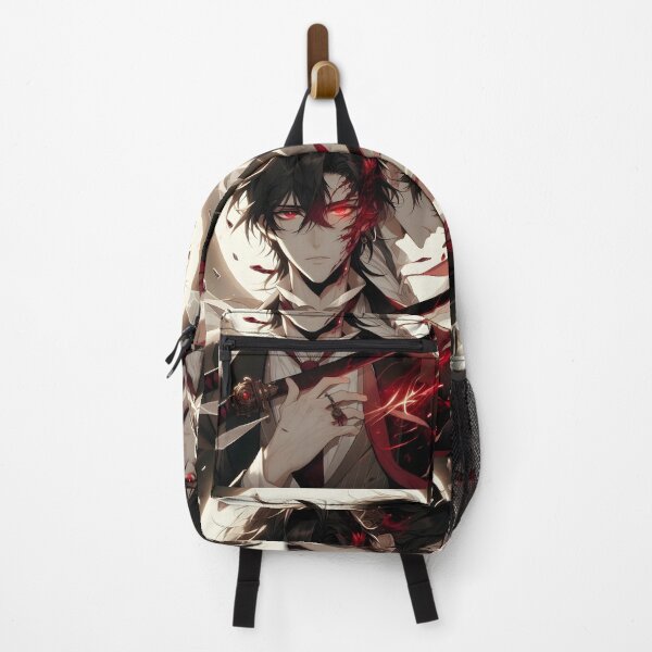 Item preview, The Sovereign's Fracture: Tragic Anime Bishounen with Duality, Katana of Fate, and Dark Shadow under a Fractured Moon designed and sold by MouradStudio.