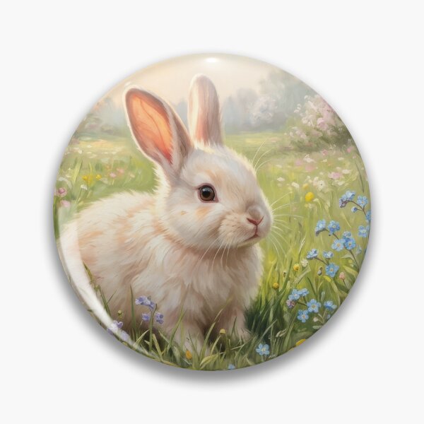 Aperçu de l'œuvre Peinture vintage d'un lapin dans une prairie de fleurs sauvages créée et vendue par DesignAnother.