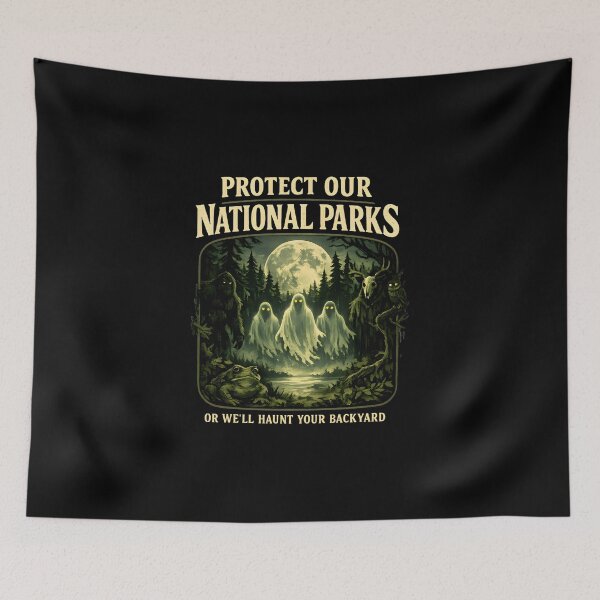 Item preview, Protect Our National Parks Or We'll Haunt Your Backyard Folk Horror Shirt  Main Tag designed and sold by LunaMagicStudio.