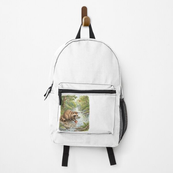 Item preview, Raccoon by the River - Whimsical Forest Wildlife Illustration designed and sold by RubisLeaf.