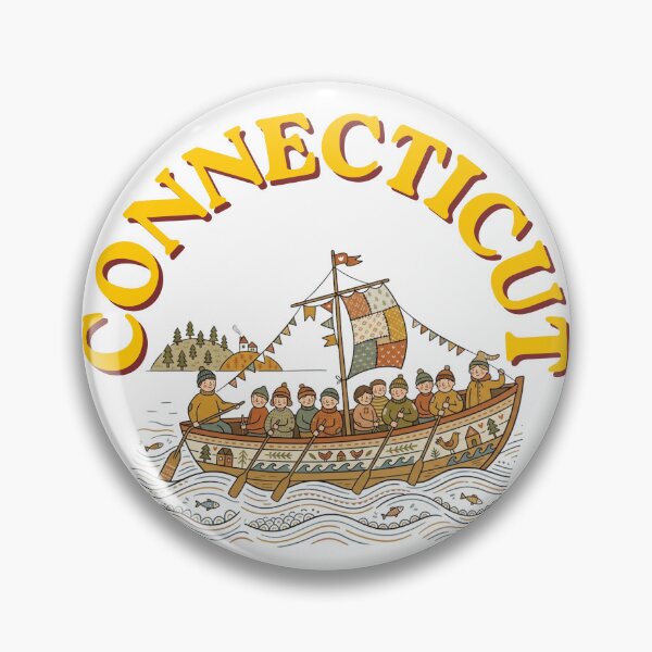 Item preview, Connecticut Retro Sailing and Maritime Folk Art Illustration designed and sold by PeerMstudio.