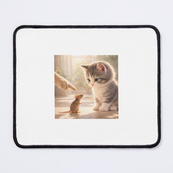 Item preview, Curious Kitten Meets Tiny Mouse in Warm Sunlight designed and sold by LovelyCatGalaxy.
