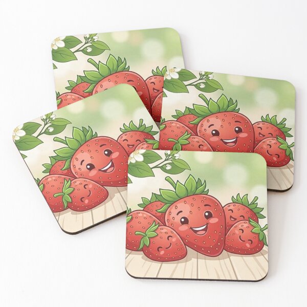 Item preview, Cute Happy Strawberry Family - Kawaii Fruit Illustration designed and sold by Csstoree.