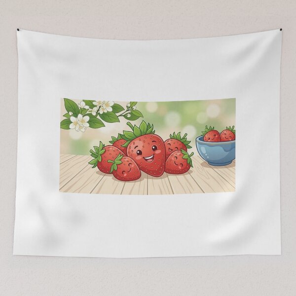 Item preview, Cute Happy Strawberry Family - Kawaii Fruit Illustration designed and sold by Csstoree.