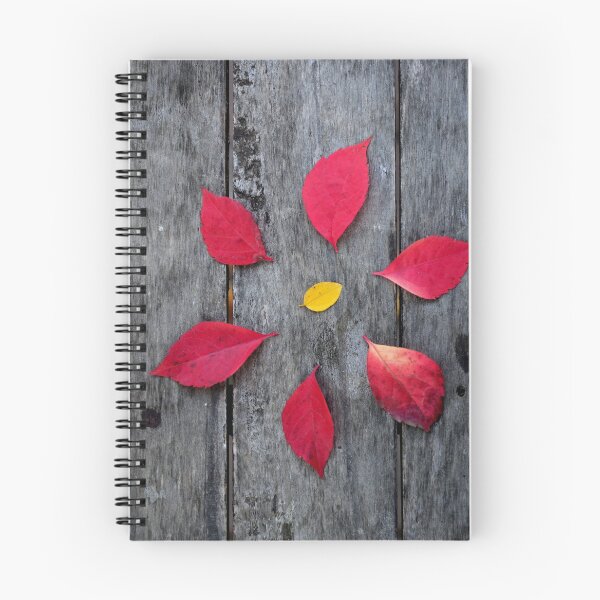 Item preview, Autumn Leaves Circle on Wooden Background – Minimal Nature Composition designed and sold by onubi.