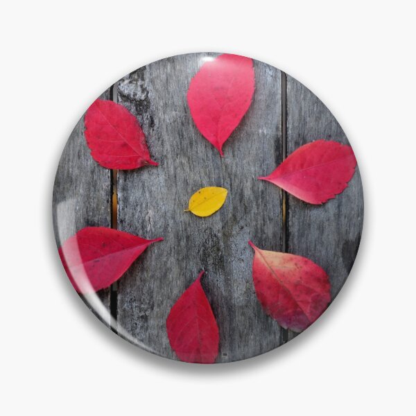 Item preview, Autumn Leaves Circle on Wooden Background – Minimal Nature Composition designed and sold by onubi.