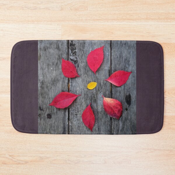 Item preview, Autumn Leaves Circle on Wooden Background – Minimal Nature Composition designed and sold by onubi.