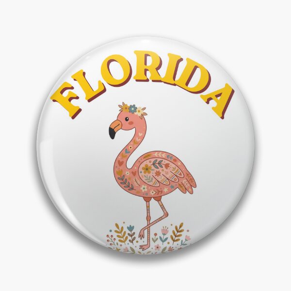Item preview, Florida Retro Pink Flamingo Folk Art Illustration designed and sold by PeerMstudio.