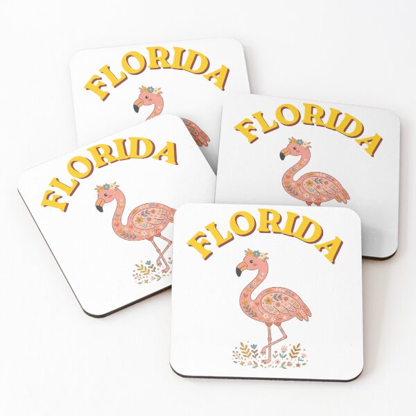 Item preview, Florida Retro Pink Flamingo Folk Art Illustration designed and sold by PeerMstudio.