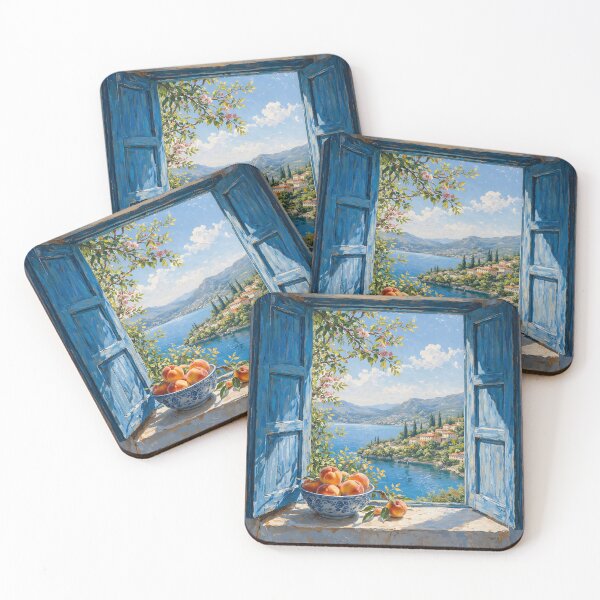 Item preview, Blue Rustic Window Lake View Oil Painting Wall Art designed and sold by Teenidesign .