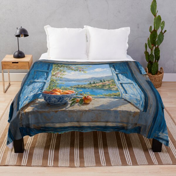 Item preview, Blue Rustic Window Lake View Oil Painting Wall Art designed and sold by Teenidesign .