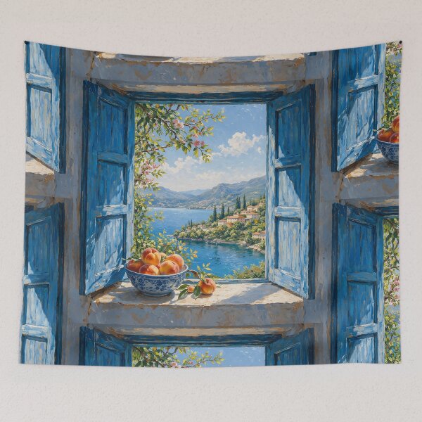 Item preview, Blue Rustic Window Lake View Oil Painting Wall Art designed and sold by Teenidesign .