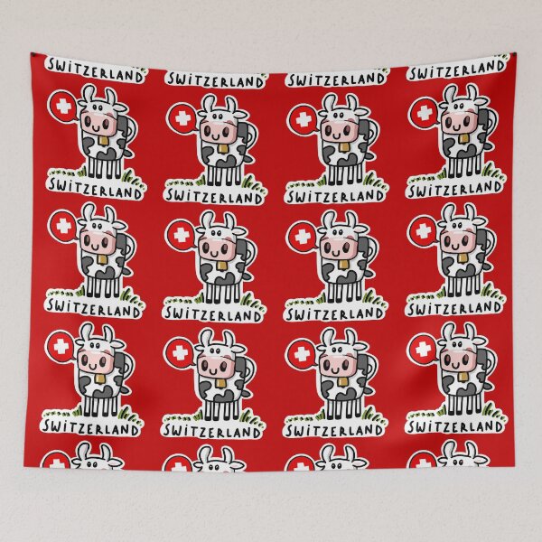 Item preview, Swiss cow flag kawaii cute souvenir from switzerland designed and sold by sianelliot.