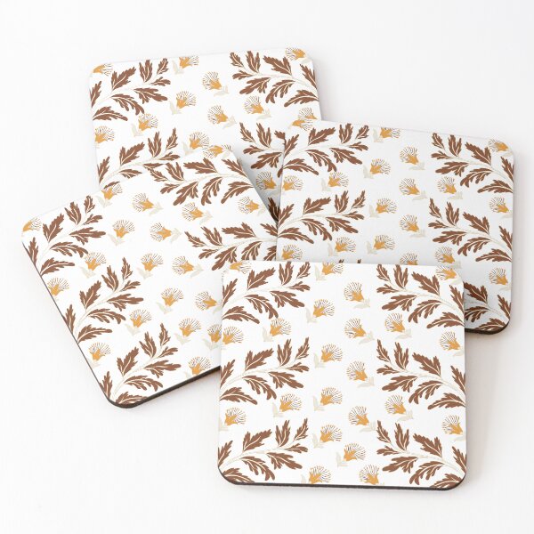 Item preview, A vintage golden brown floral pattern with elegant leaves. designed and sold by AdesignbyG.
