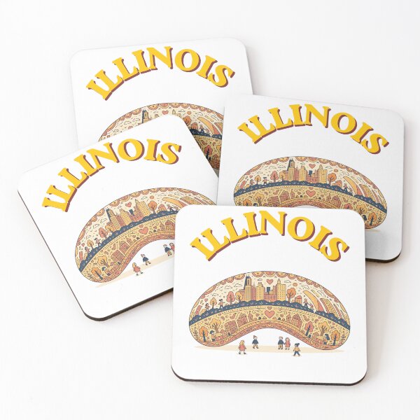 Item preview, Illinois Chicago Cloud Gate Retro Skyline Illustration designed and sold by PeerMstudio.