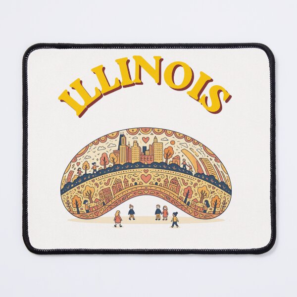 Item preview, Illinois Chicago Cloud Gate Retro Skyline Illustration designed and sold by PeerMstudio.