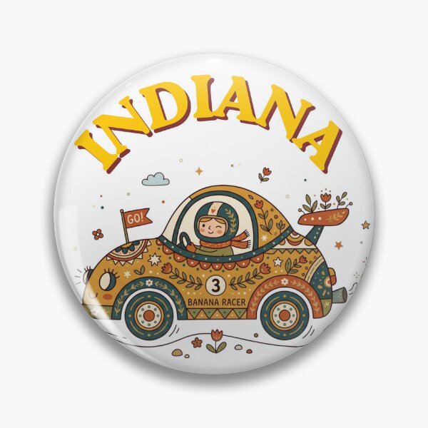 Item preview, Indiana Retro Racing Car Folk Art Illustration designed and sold by PeerMstudio.