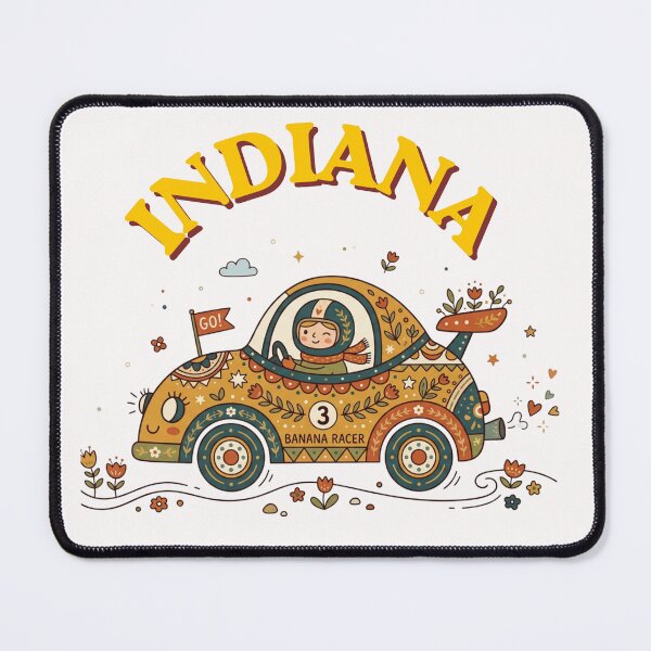 Item preview, Indiana Retro Racing Car Folk Art Illustration designed and sold by PeerMstudio.