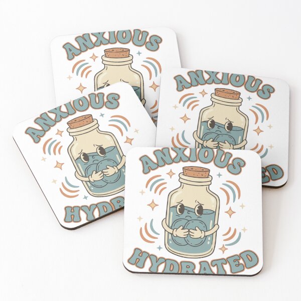 Item preview, Anxious but Hydrated – Cute Vintage Water Bottle Sticker & T-Shirt Design designed and sold by urbinet.