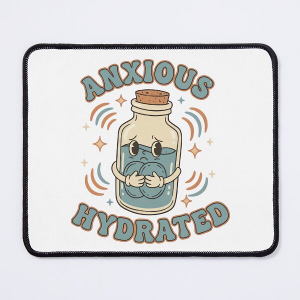 Item preview, Anxious but Hydrated – Cute Vintage Water Bottle Sticker & T-Shirt Design designed and sold by urbinet.