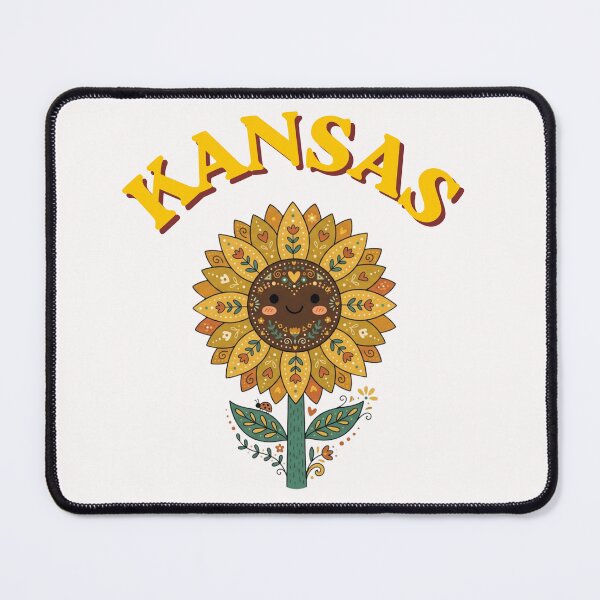 Item preview, Kansas Retro Sunflower Kawaii Folk Art Illustration designed and sold by PeerMstudio.