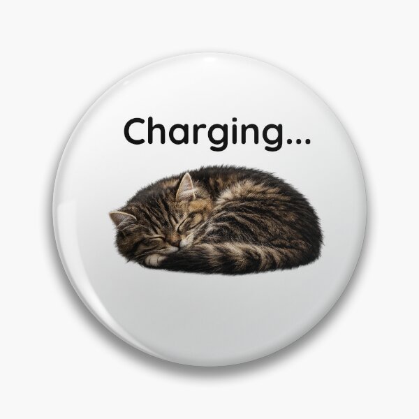 Item preview, Charging Cat Cute Sleeping Kitty Cozy Introvert Design designed and sold by sadcatpuchino.