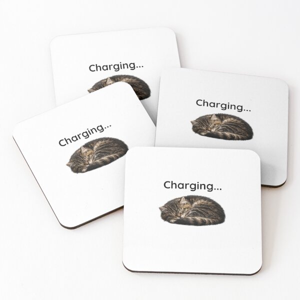 Item preview, Charging Cat Cute Sleeping Kitty Cozy Introvert Design designed and sold by sadcatpuchino.
