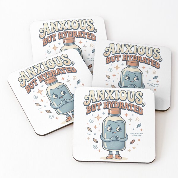 Item preview, Anxious but Hydrated Cute Retro Bottle Character Sticker & T-Shirt designed and sold by urbinet.