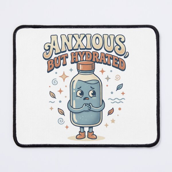 Item preview, Anxious but Hydrated Cute Retro Bottle Character Sticker & T-Shirt designed and sold by urbinet.