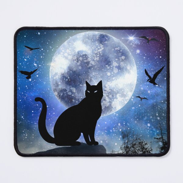 Item preview, Midnight Magic: Silhouette Black Cat & Full Moon designed and sold by NeonKawaiiCo.