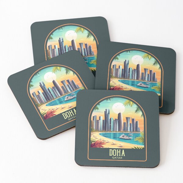 Item preview, Doha Vintage Travel Illustration designed and sold by HomeLivingCo.