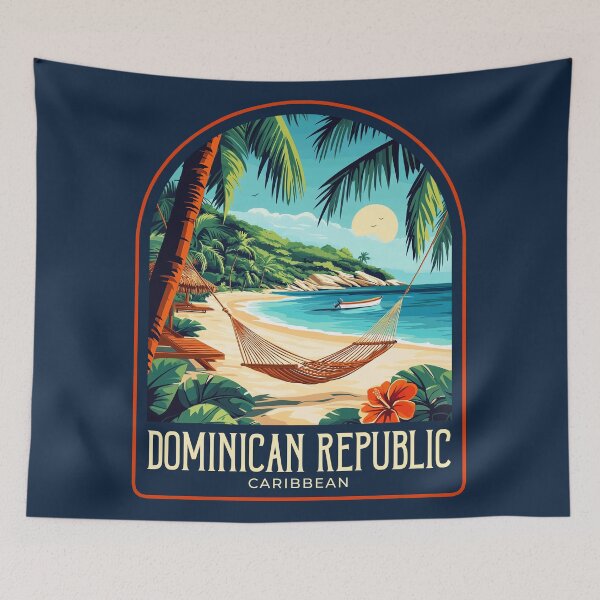 Item preview, Dominican Republic Vintage Travel Illustration designed and sold by HomeLivingCo.