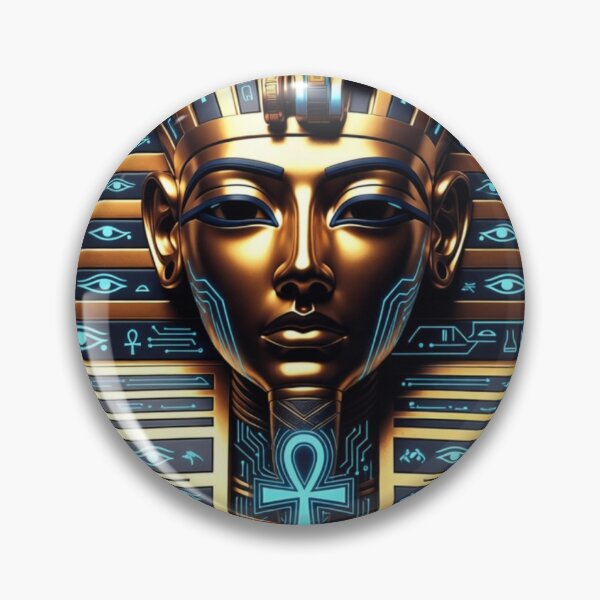 Item preview, Cyberpunk Pharaoh - Neon Golden Tutankhamun Mask designed and sold by A-G-store.