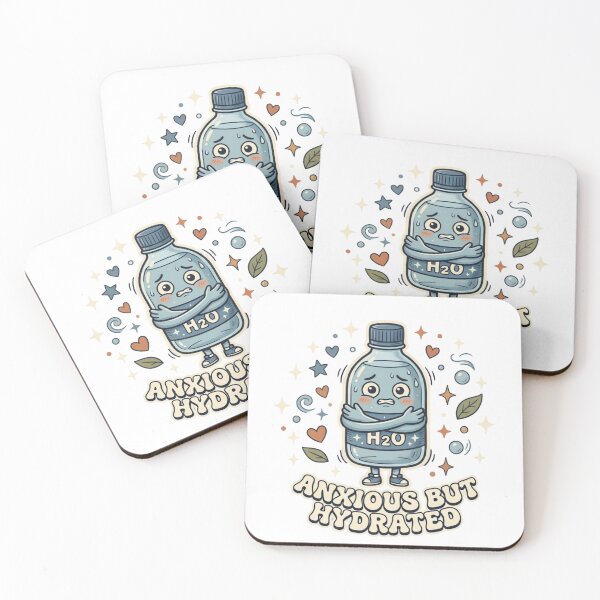 Item preview, Anxious but Hydrated Retro Cute Anxiety Bottle Sticker Design designed and sold by urbinet.