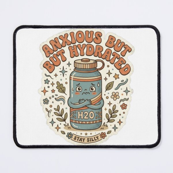 Item preview, Anxious but Hydrated Cute Retro Bottle “Stay Silly” Sticker & T-Shirt designed and sold by urbinet.