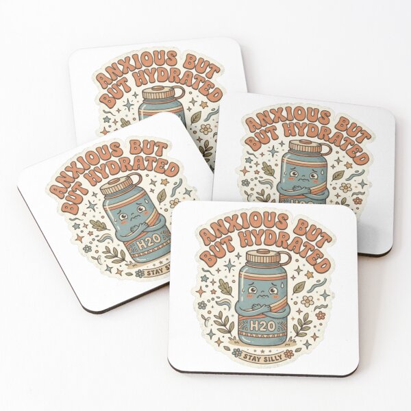 Item preview, Anxious but Hydrated Cute Retro Bottle “Stay Silly” Sticker & T-Shirt designed and sold by urbinet.