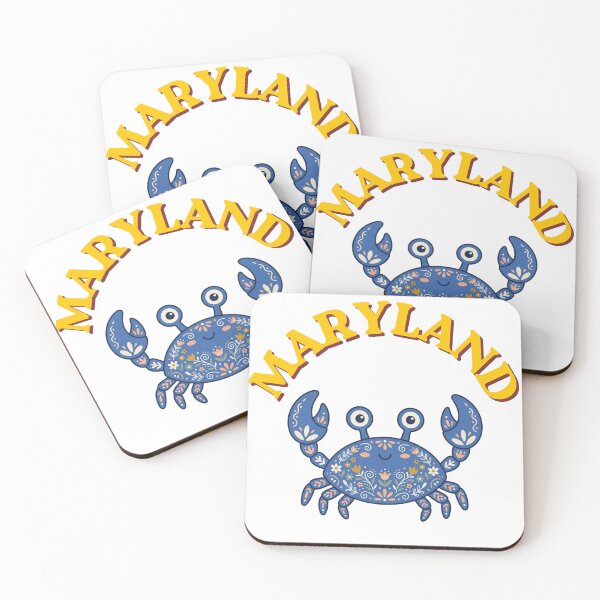Item preview, Maryland Retro Blue Crab Kawaii Folk Art Illustration designed and sold by PeerMstudio.