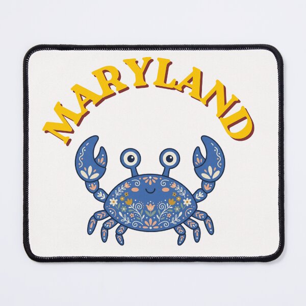 Item preview, Maryland Retro Blue Crab Kawaii Folk Art Illustration designed and sold by PeerMstudio.