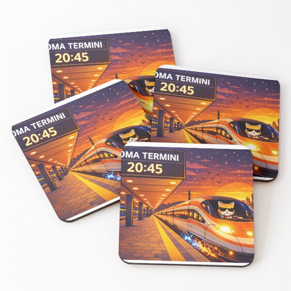 Item preview, Cat Train Driver at Rome Termini – Sunset High Speed Railway Illustration designed and sold by Busdriverstore.