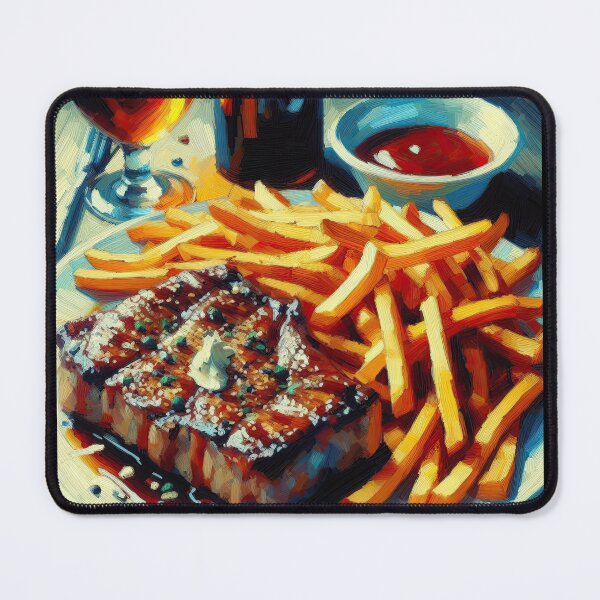 Item preview, Steak Frites Impressionism Art Style designed and sold by artofuniverse.