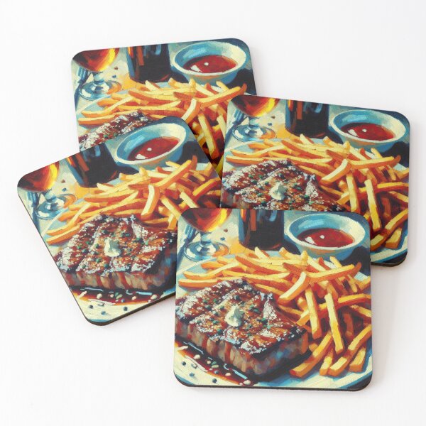 Item preview, Steak Frites Impressionism Art Style designed and sold by artofuniverse.