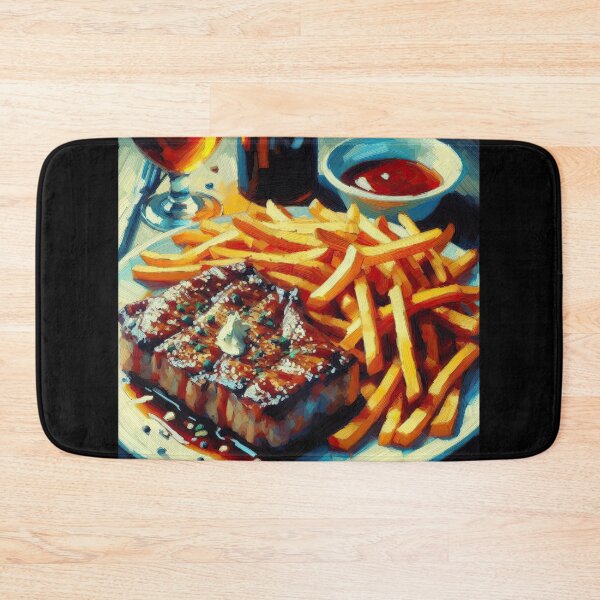 Item preview, Steak Frites Impressionism Art Style designed and sold by artofuniverse.