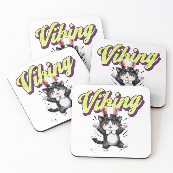Item preview, Vibing – Whimsical Top Hat Cat designed and sold by ArtisticDesignsbyLinda.