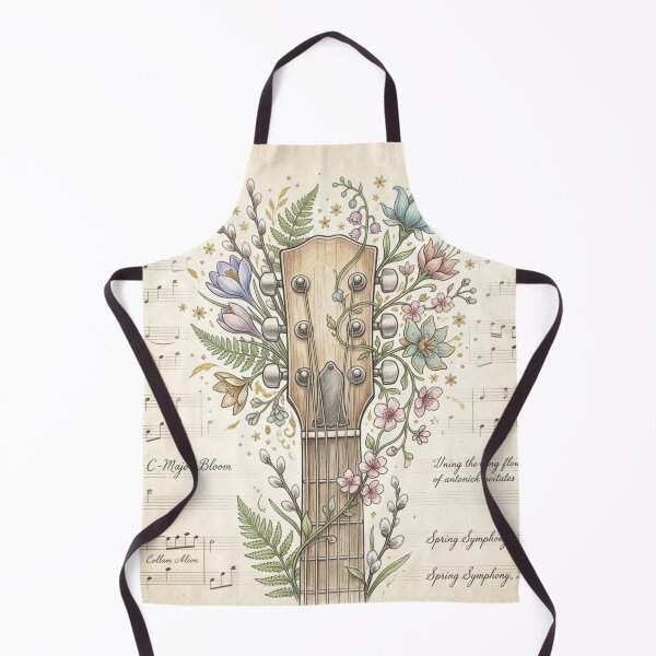 Item preview, Vintage Acoustic Guitar Headstock with Spring Wildflowers and Sheet Music designed and sold by FloraDesign-228.